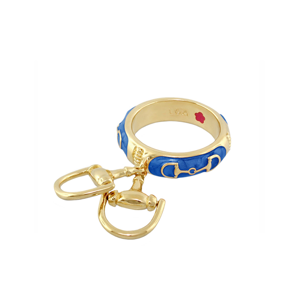 Lauren G Adams Stirrup Ring with Horsebit Charm in Blue