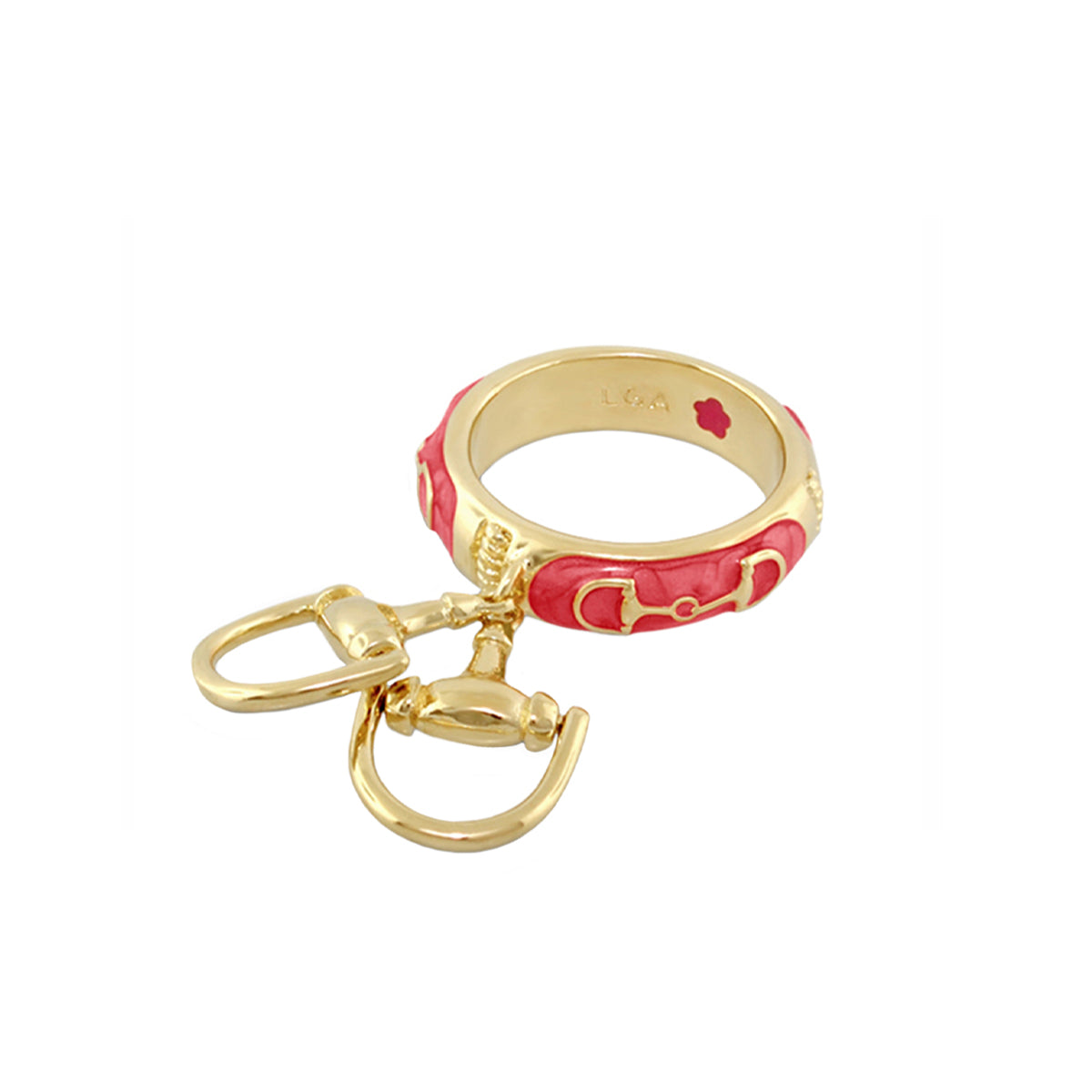 Lauren G Adams Stirrup Ring with Horsebit Charm in High Risk Red