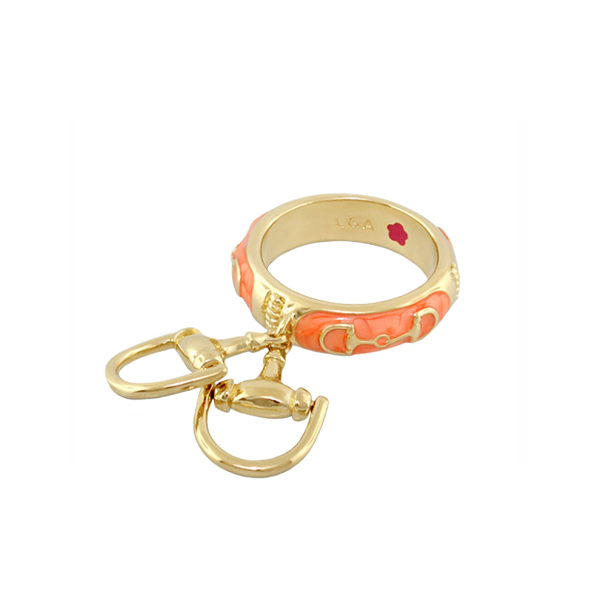 Lauren G Adams Stirrup Ring with Horsebit Charm in Orange
