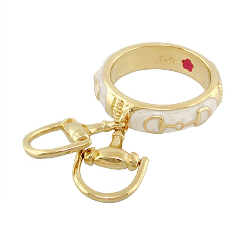 Lauren G Adams Stirrup Ring with Horsebit Charm in White