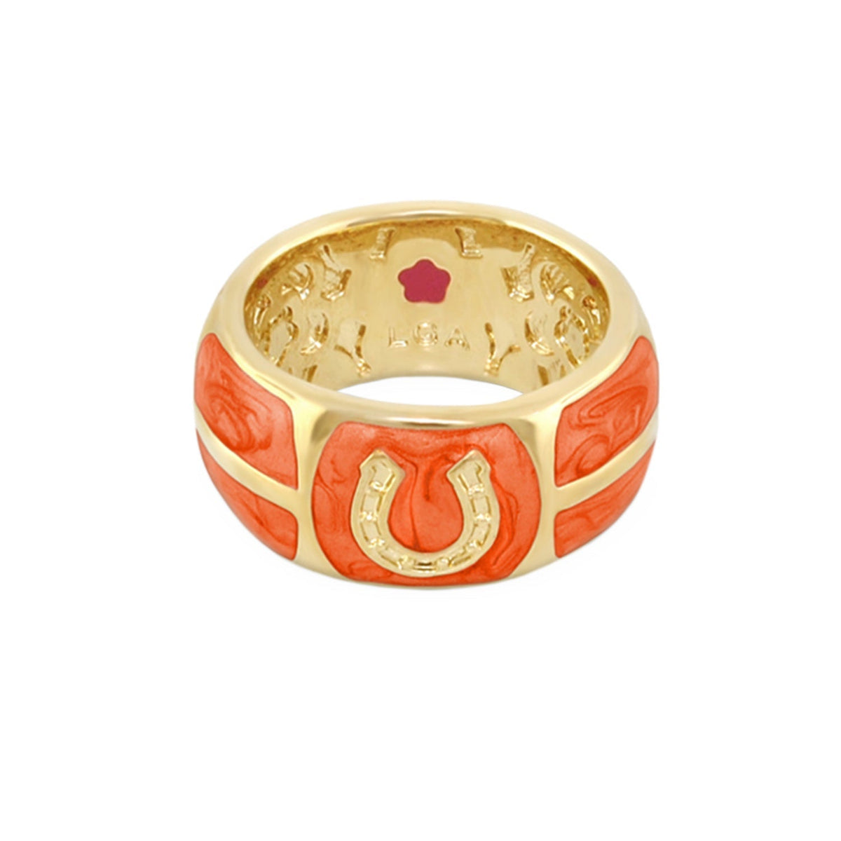 Lauren G Adams Wide Horseshoe Enamel Ring in Bright Orange