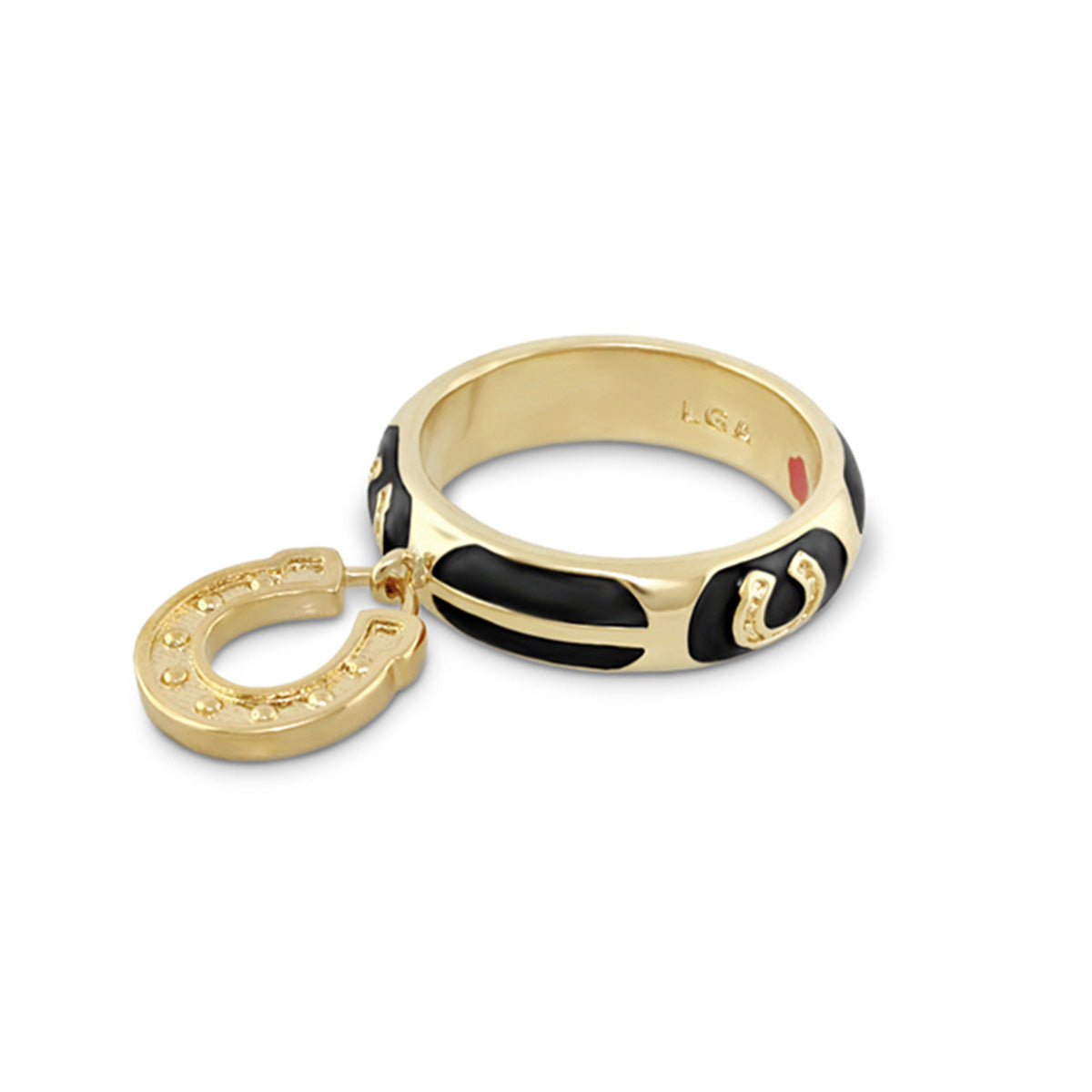 Lauren G Adams horseshoe enamel ring in Black