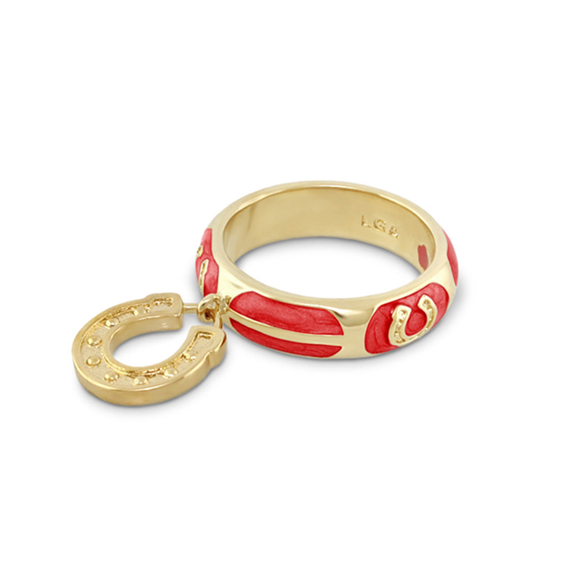 Lauren G Adams horseshoe enamel ring in High Risk Red