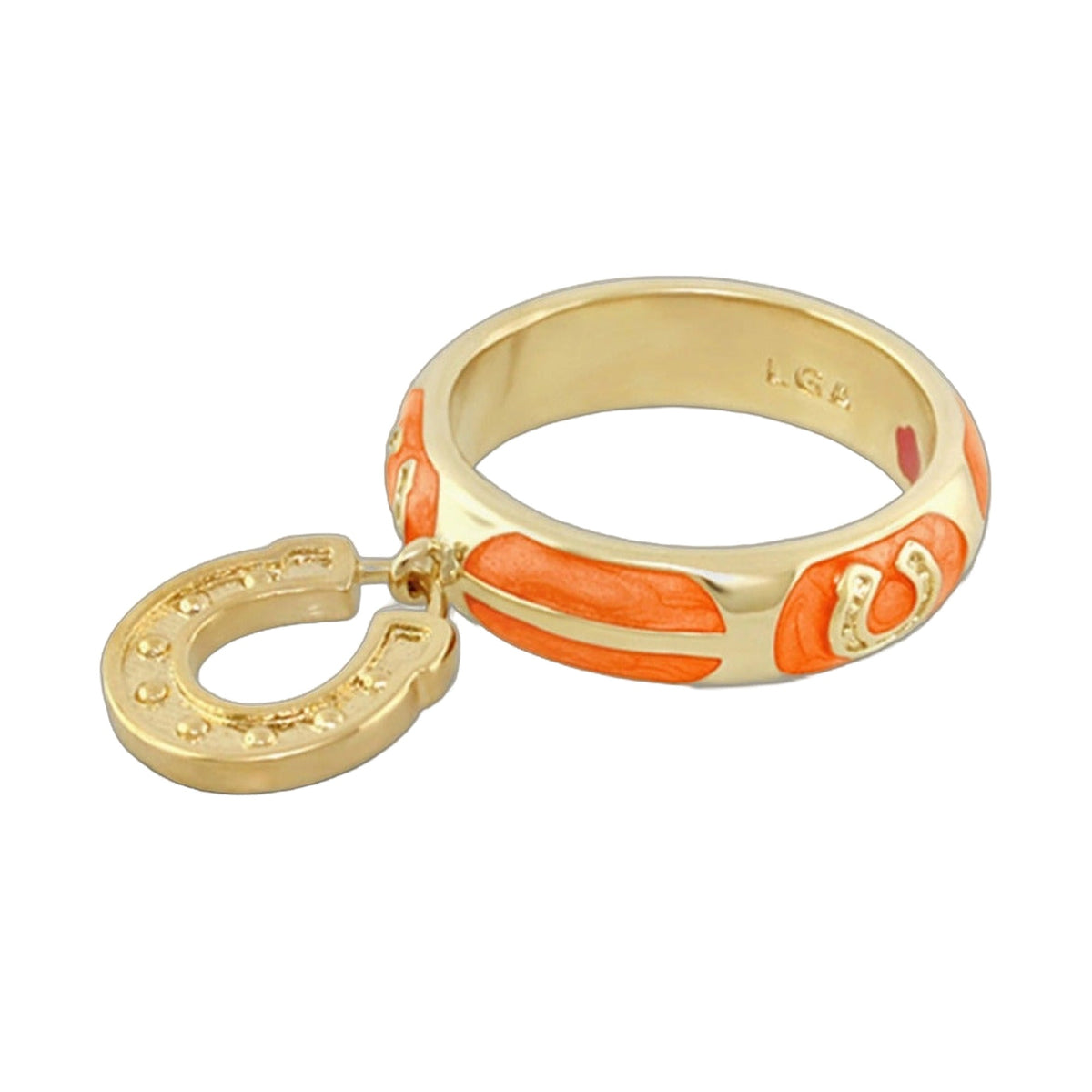 Lauren G Adams horseshoe enamel ring in Orange