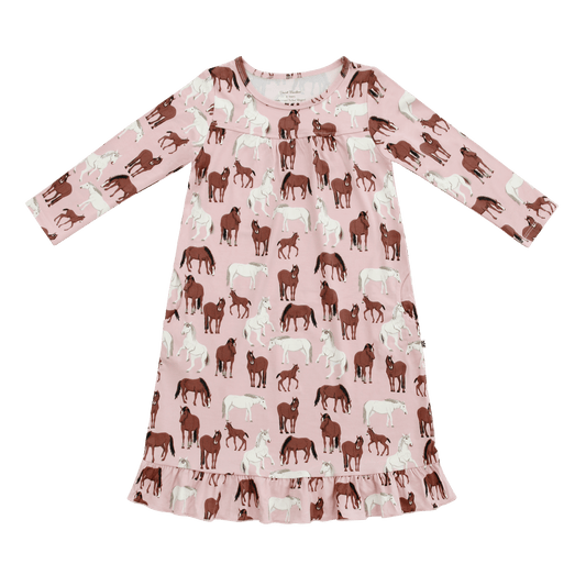 Pink dress with horse pattern on a transparent background