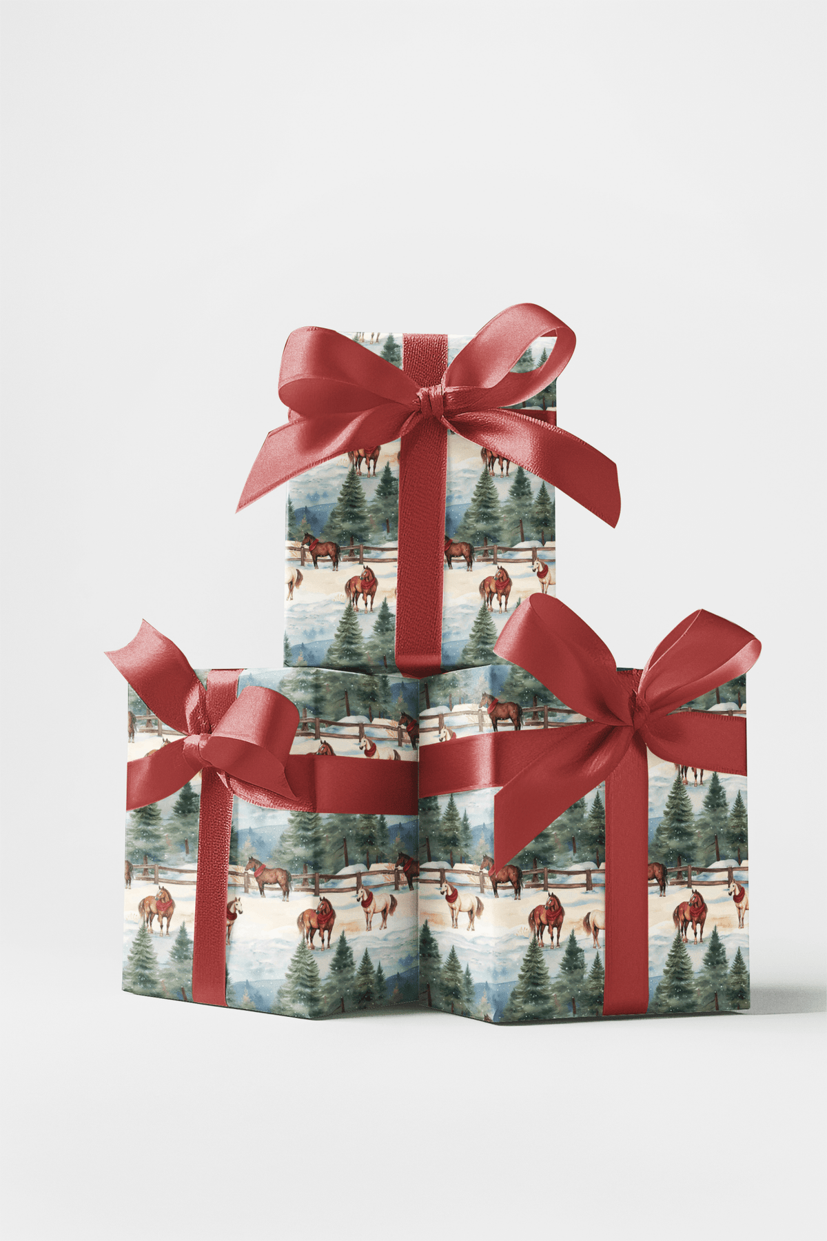 London Penny Quarter Horse Christmas Wrapping Paper, view 3